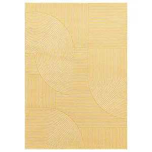 Yellow Geometric Abstract Modern Rug for Living Room Bedroom and Dining Room-200cm X 290cm