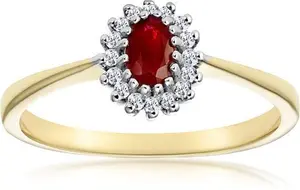 Ruby 5 X 3mm And Diamond 9K Gold Ring