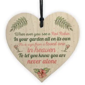 Red Ocean Handmade Robin Memorial Bereavement Garden Wooden Heart Sign Plaque Grave Friendship Gift