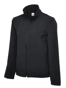 Uneek - Unisex Classic Full Zip Soft Shell Jacket - Hanger Loop - Black - Size L