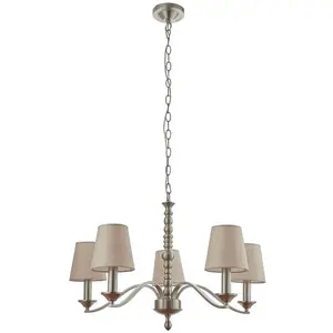 Hanging Ceiling Pendant Light SATIN NICKEL 5x Shade Lamp Bulb Holder Fitting