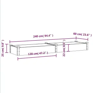 Berkfield Garden Raised Bed with Liner 240x60x25 cm Solid Wood Fir