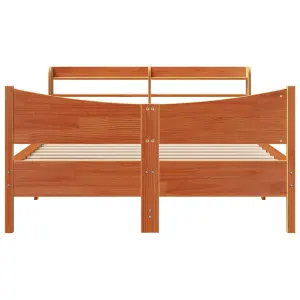 Berkfield Bed Frame with Headboard Wax Brown 140x200 cm Solid Wood Pine