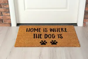 Coir Products Coir Doormat with the Design Text of "Home Is Where the Dog Is"