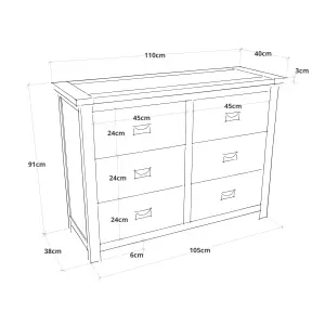 Lovere 6 Drawer Chest of Drawers Bras Drop Handle