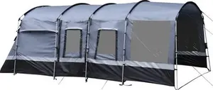 Outsunny 8-Person Camping Tent, Waterproof Family Tent, Tunnel Design, 4 Large Windows, Sleeping Cabins 3000mm Water Column Grey Aosom UK