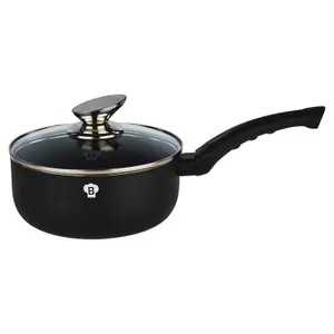 BLAUMANN 5Pc Set Matt Black Colour Cookware Induction Pot Pan Saucepan Casserole Soft Touch Handle