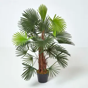 Homescapes Green 'Lady Palm' Tree Artificial Rhapis Plant with Pot, 90 cm