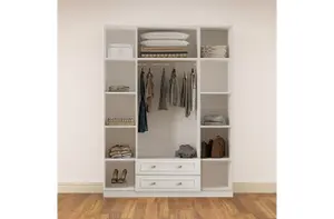 GISELLE 4 Door 2 Drawer White Wardrobe