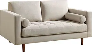 Henrietta 2-Seater Sofa, Beige Woven Fabric - Daals - Sofas