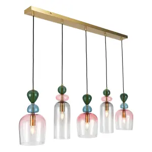 Litecraft Visconte Vietri Brass 5 Light Diner Pendant Bar