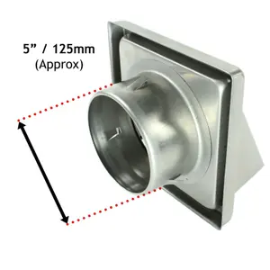 SPARES2GO Stainless Steel External Wall Air Vent Non Return Flap Outlet (5" / 125mm)