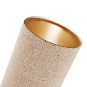 Modern and Stylish Stitched Effect Taupe Linen Fabric Cylindrical 25cm Lampshade