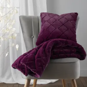 Catherine Lansfield Cosy Diamond Faux Fur Blanket Throw