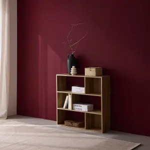 sweeek. 3-shelf bookcase with 6 compartments Pieter Natural 83x23x80 cm