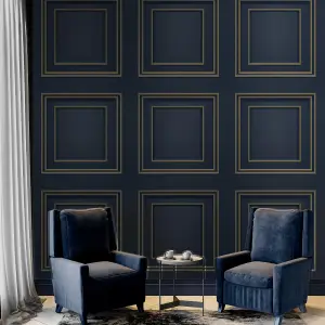 Belgravia Décor Amara Panel Navy Textured Wallpaper