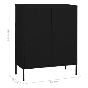 Berkfield Storage Cabinet Black 80x35x101.5 cm Steel