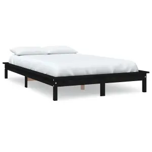 Berkfield Bed Frame Black 200x200 cm Solid Wood Pine