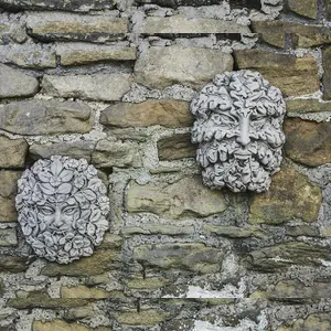 Green Man & Woman Stone Cast Leaf Wall Plaques