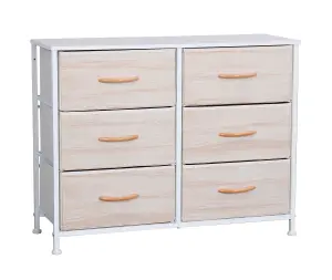 Requena Chest of Drawers, 6 Drawers with Wood Top and Large Storage Space, Easy to Install Room Organizer CD-5826-Beech-White