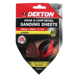 Dekton 20pc 60 Grit  Hook And Loop Detail Sanding Sheet 100m X 140mm