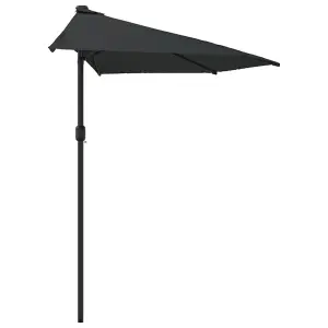 Berkfield Balcony Parasol with Aluminium Pole Black 300x150x253 cm Half