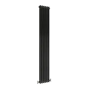 Vertical Black Double Column Radiator (H) 1800mm x (W) 290mm, 3770 BTU.