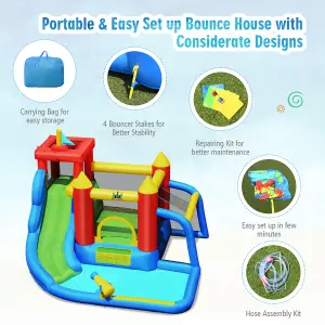 Costway 7-In-1 Inflatable Water Slide Jumping Bouncy Castle House Splash Pool Climbing