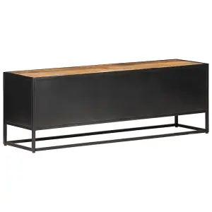 Berkfield TV Cabinet 120x30x40 cm Rough Mango Wood and Natural Cane