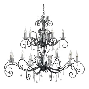 Elstead Amarilli 15 Light Candle Pendant Black, Silver