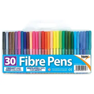 Tiger Stationery Fibre Pen Set (Pack of 30) Multicoloured (One Size)