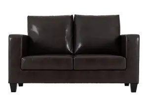 Tempo Two Seater Sofa in Brown Faux Leather Contemporary and minimalist