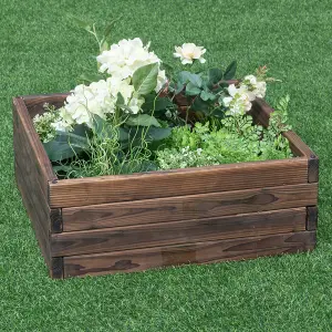 Costway Square Planter Box 60 x 60 cm Wood Raised Garden Bed Planter With Open-Ended Base