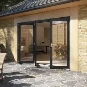 Rohden Clear Fully glazed Anthracite Grey Timber External Contemporary 4 Patio door, (H)2090mm (W)2990mm