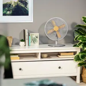 Russell Hobbs Scandi Desk Fan 12 Inch Grey and Wood Effect RHMDF1201WDG