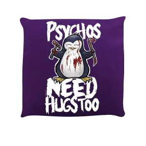 Psycho Penguin Psychos Need Hugs Too Cushion Purple (One Size)