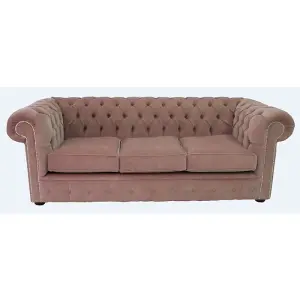 Chesterfield Handmade 3 Seater Sofa Settee Pimlico Rose Red Fabric In Classic Style