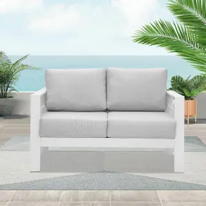 Wisteria Lane 2 Seat Loveseat Sofa Patio Furniture Aluminum - White