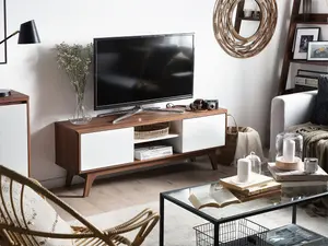 Beliani Scandinavian TV Stand Dark Wood ROCHESTER