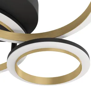 EGLO Calliera Black & Brass Steel LED Circle Modern Ceiling Light