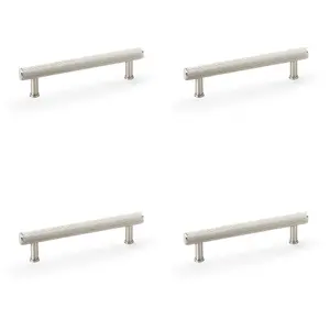 4 PACK - Reeded T Bar Pull Handle - Satin Nickel - 128mm Centres SOLID BRASS Drawer Lined