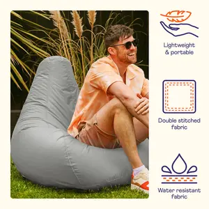 Veeva Recliner Indoor Outdoor Bean Bag Grey Bean Bag Chair