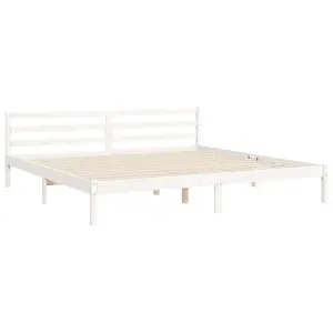 Berkfield Bed Frame with Headboard White 200x200 cm Solid Wood