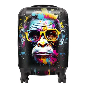 Coloured Splashart Monkey Face Suitcase - Small