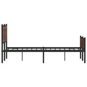 Berkfield Metal Bed Frame without Mattress Brown Oak 140x190 cm