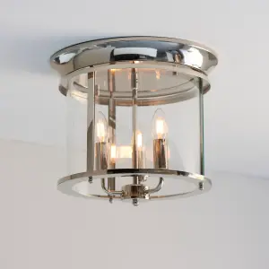 Anson Lighting Hampworth 3lt Flush Bright nickel plate and clear glass