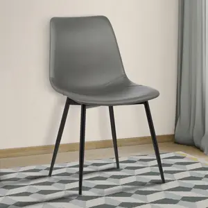 Bixler Contemporary Armless Upholstered Dining Chair with Black Metal Legs Grey