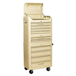 Retro Style Topchest, Mid-Box & Rollcab Combination 10 Drawer Cream (Sealey AP28COMBO2)