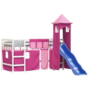 Berkfield Kids' Loft Bed with Tower without Mattress Pink 80x200 cm