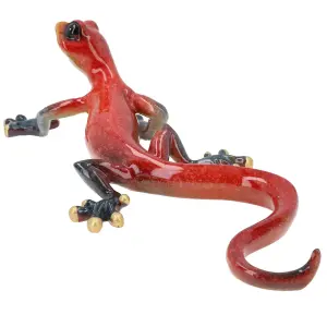 Red Speckled Gecko Lizard Resin Wall Shed Sculpture Decor Statue Large House